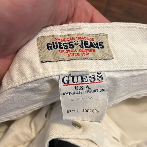 Vintage Guess Jeans White Button Fly Closure Denim Jeans Casual - Picture 10 of 11